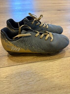 Kids' Black and Gold Soccer Sneakers